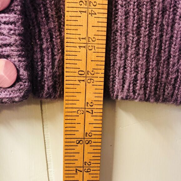 Vtg Yessica Purple Wool Angora Acrylic Blend Flowers Cardigan Med Grammacore - Picture 12 of 12